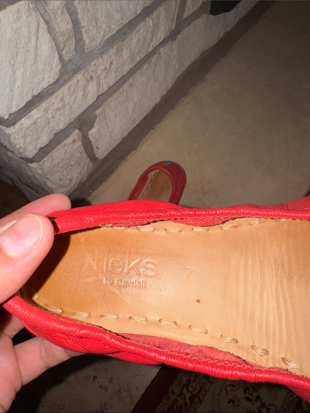 Tieks Red Ballet Flats with Teal Soles - Picture 5 of 10